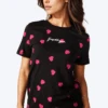 HYPE WOMENS BLACK SCATTER HEART SCRIBBLE T-SHIRT