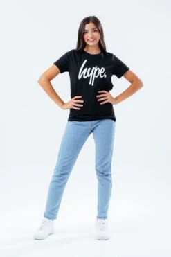 HYPE UNISEX KIDS BLACK SCRIPT T-SHIRT -Hype CORE21 092 FULL FRONT