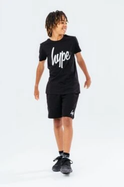 HYPE UNISEX KIDS BLACK SCRIPT T-SHIRT -Hype CORE21 092fullfront