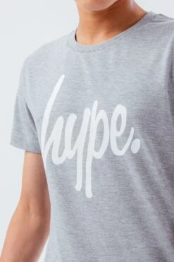 HYPE UNISEX KIDS GREY MARL SCRIPT T-SHIRT -Hype CORE21 094 DETAIL