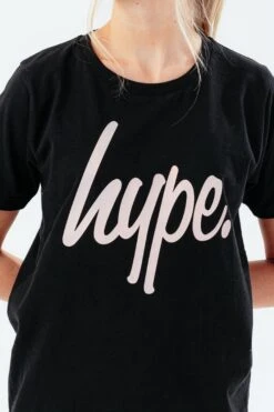 HYPE GIRLS BLACK SCRIPT T-SHIRT & LEGGINGS SET -Hype CORE21 125 DETAIL