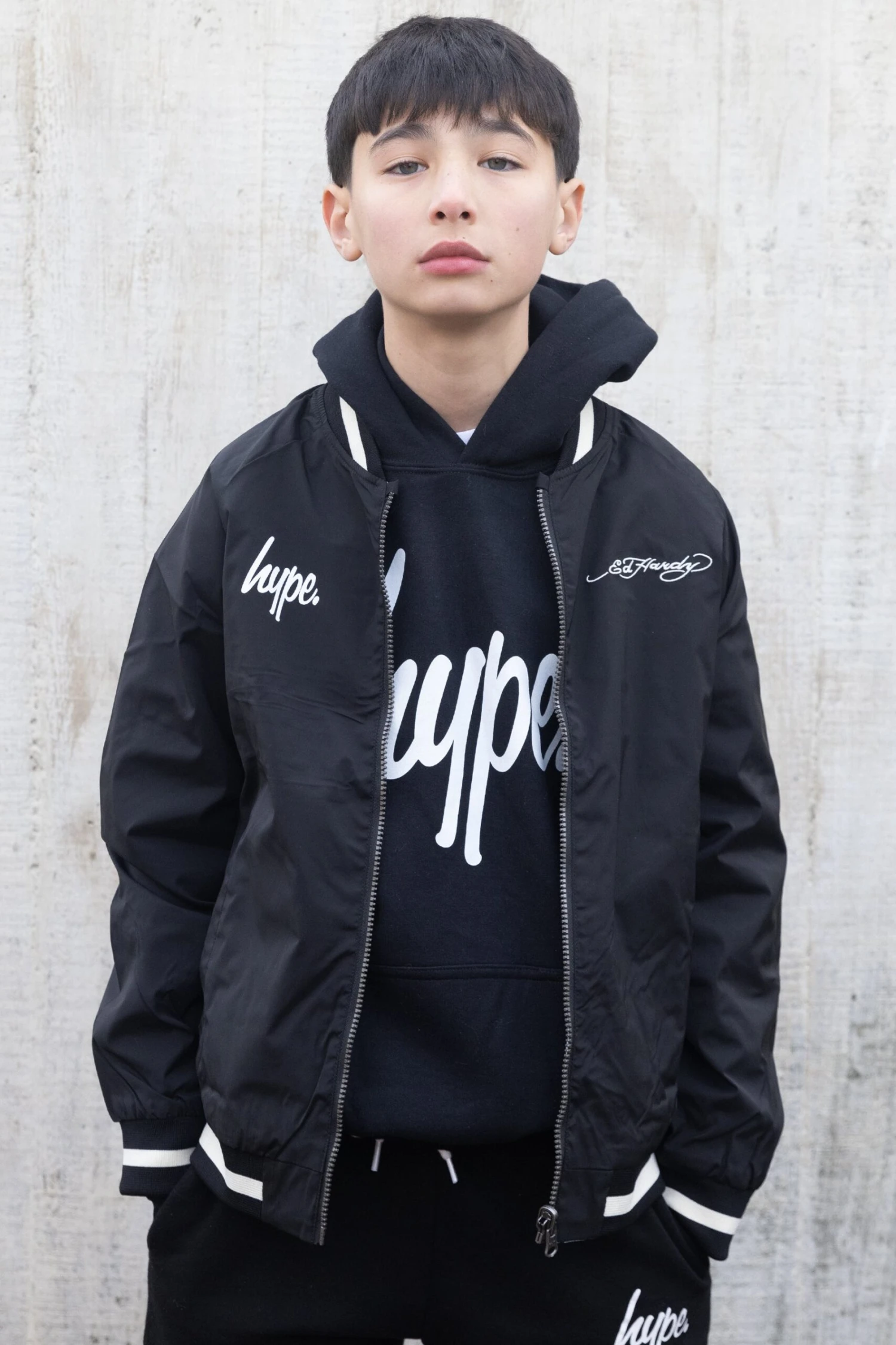 HYPE X ED HARDY BOYS BLACK REVERSIBLE ALLOVER TIGER SOUVENIR JACKET 3 HYPE X ED HARDY BOYS BLACK REVERSIBLE ALLOVER TIGER SOUVENIR JACKET