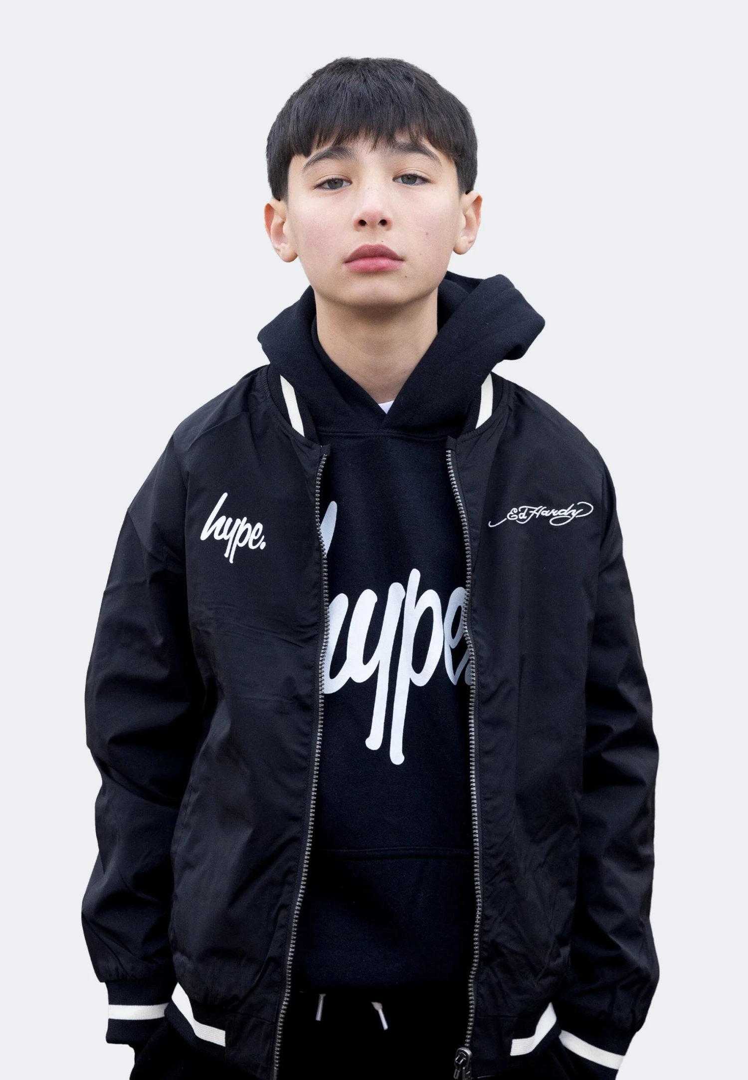 HYPE X ED HARDY BOYS BLACK REVERSIBLE ALLOVER TIGER SOUVENIR JACKET 16 HYPE X ED HARDY BOYS BLACK REVERSIBLE ALLOVER TIGER SOUVENIR JACKET - Image 14