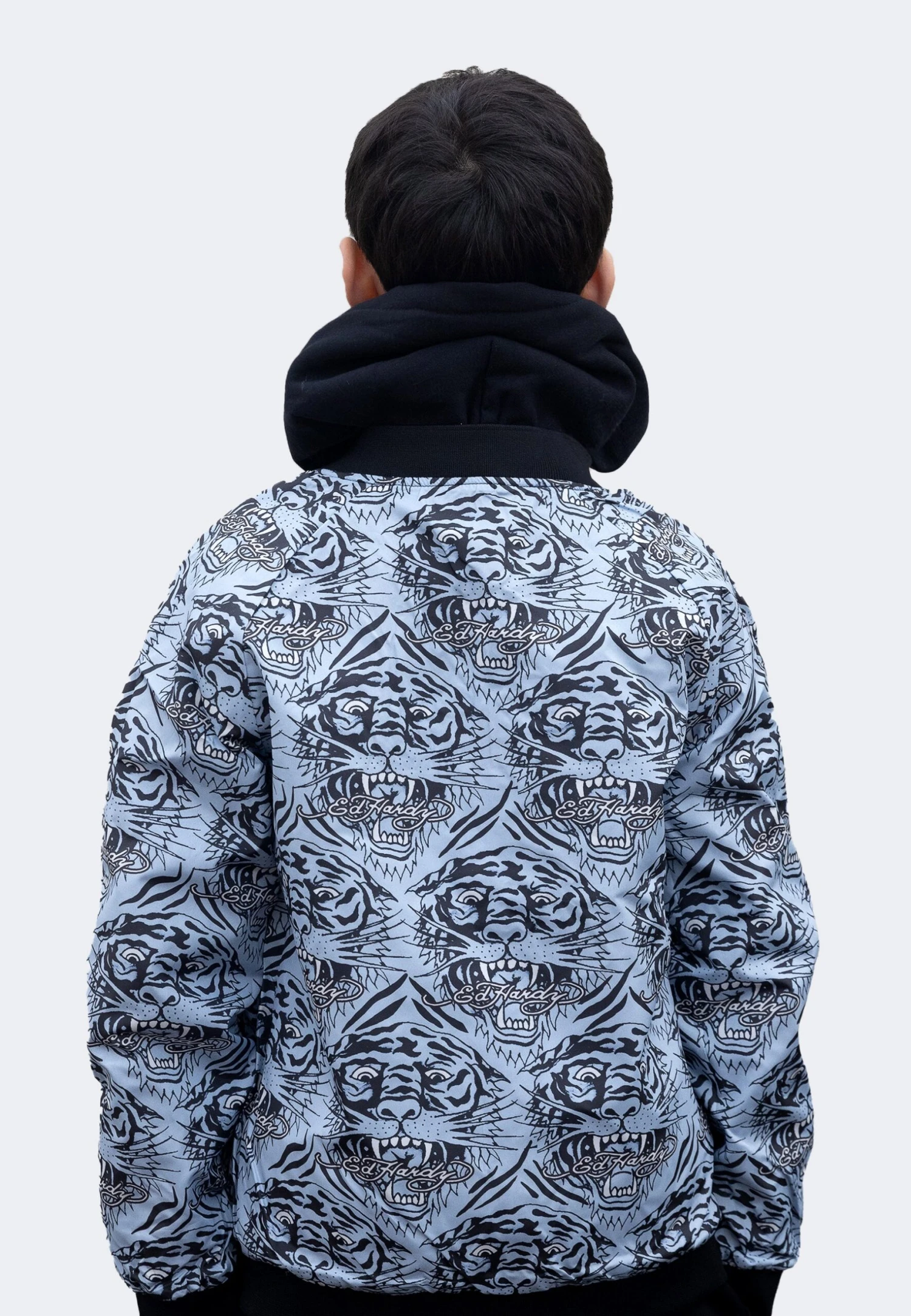 HYPE X ED HARDY BOYS BLACK REVERSIBLE ALLOVER TIGER SOUVENIR JACKET 17 HYPE X ED HARDY BOYS BLACK REVERSIBLE ALLOVER TIGER SOUVENIR JACKET - Image 15