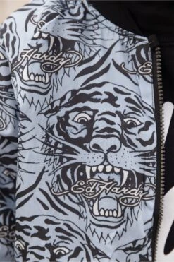 HYPE X ED HARDY BOYS BLACK REVERSIBLE ALLOVER TIGER SOUVENIR JACKET 30 HYPE X ED HARDY BOYS BLACK REVERSIBLE ALLOVER TIGER SOUVENIR JACKET -Hype CUEH 004 7