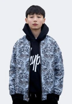 HYPE X ED HARDY BOYS BLACK REVERSIBLE ALLOVER TIGER SOUVENIR JACKET 34 HYPE X ED HARDY BOYS BLACK REVERSIBLE ALLOVER TIGER SOUVENIR JACKET -Hype CUEH 004 c358f438 f4c8 4fc5 aaa3 7924210a7fd3