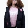 HYPE X ED HARDY GIRLS CROPPED BLACK PUFFER JACKET 1 HYPE X ED HARDY GIRLS CROPPED BLACK PUFFER JACKET -Hype CUEH 006