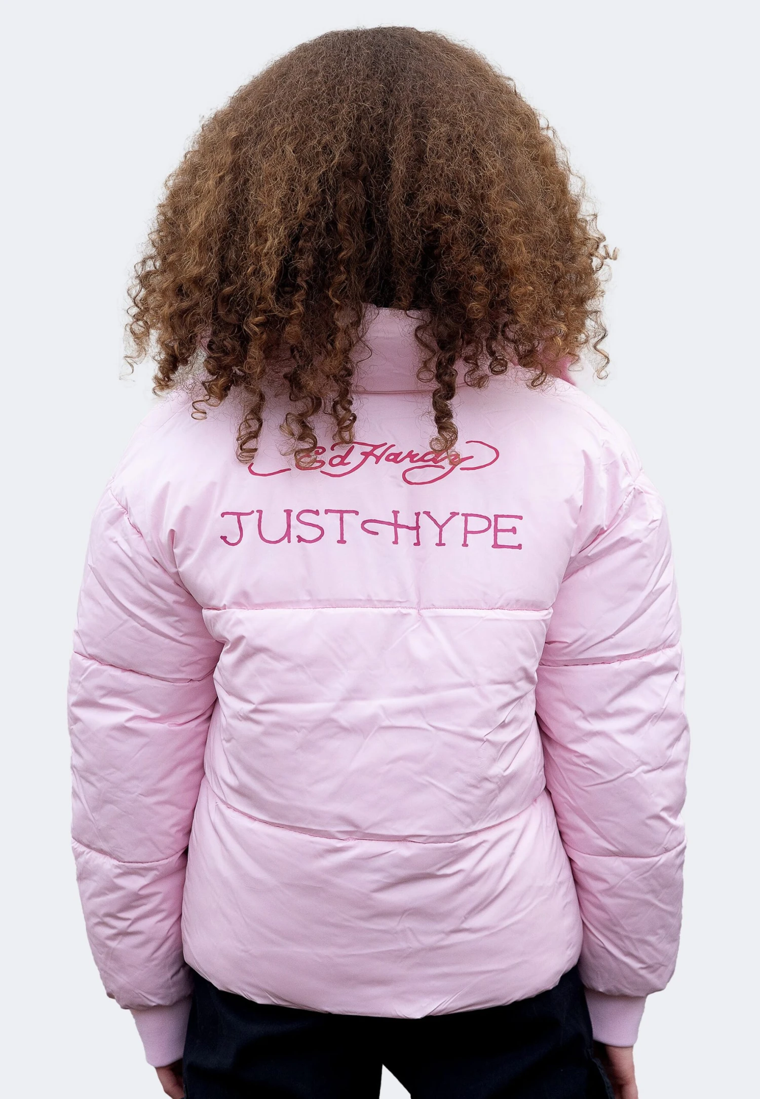 HYPE X ED HARDY GIRLS CROPPED PINK PUFFER JACKET 13 HYPE X ED HARDY GIRLS CROPPED PINK PUFFER JACKET - Image 11