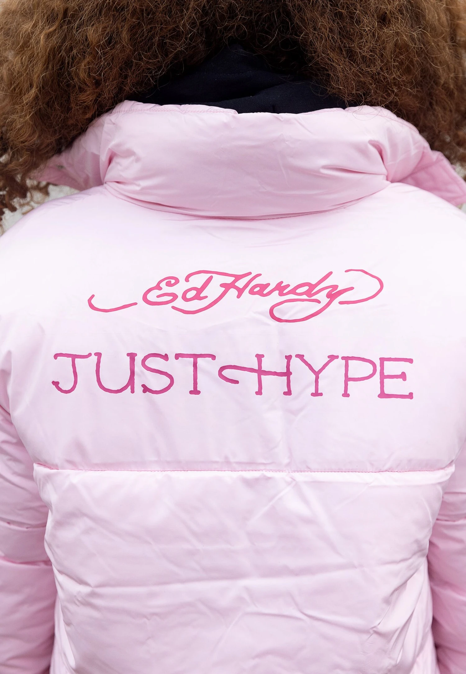 HYPE X ED HARDY GIRLS CROPPED PINK PUFFER JACKET 17 HYPE X ED HARDY GIRLS CROPPED PINK PUFFER JACKET - Image 15