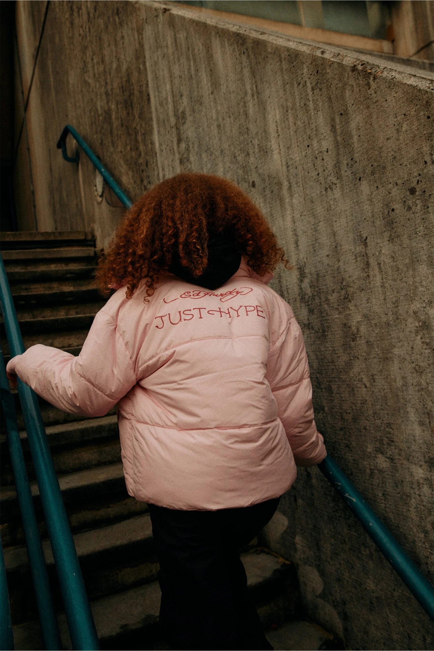 HYPE X ED HARDY GIRLS CROPPED PINK PUFFER JACKET 4 HYPE X ED HARDY GIRLS CROPPED PINK PUFFER JACKET - Image 2