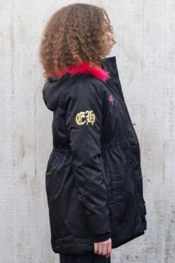 HYPE X ED HARDY GIRLS JAQUARD BLACK PARKA JACKET 20 HYPE X ED HARDY GIRLS JAQUARD BLACK PARKA JACKET -Hype CUEH 010 2