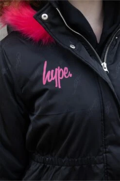 HYPE X ED HARDY GIRLS JAQUARD BLACK PARKA JACKET 22 HYPE X ED HARDY GIRLS JAQUARD BLACK PARKA JACKET -Hype CUEH 010 4