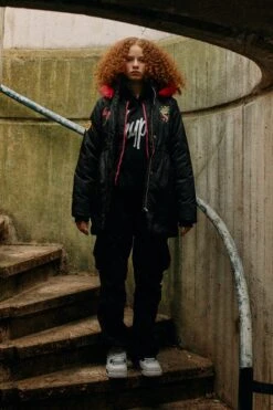 HYPE X ED HARDY GIRLS JAQUARD BLACK PARKA JACKET 25 HYPE X ED HARDY GIRLS JAQUARD BLACK PARKA JACKET -Hype CUEH 010 8