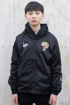 HYPE X ED HARDY BOYS LIGHTWEIGHT HOODED BLACK JACKET