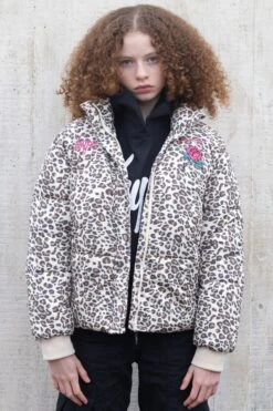 HYPE X ED HARDY GIRLS CROPPED LEOPARD MULTI JACKET