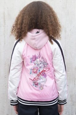 HYPE X ED HARDY GIRLS PINK JACKET FLORAL SOUVENIR JACKET -Hype CUEH 013 1