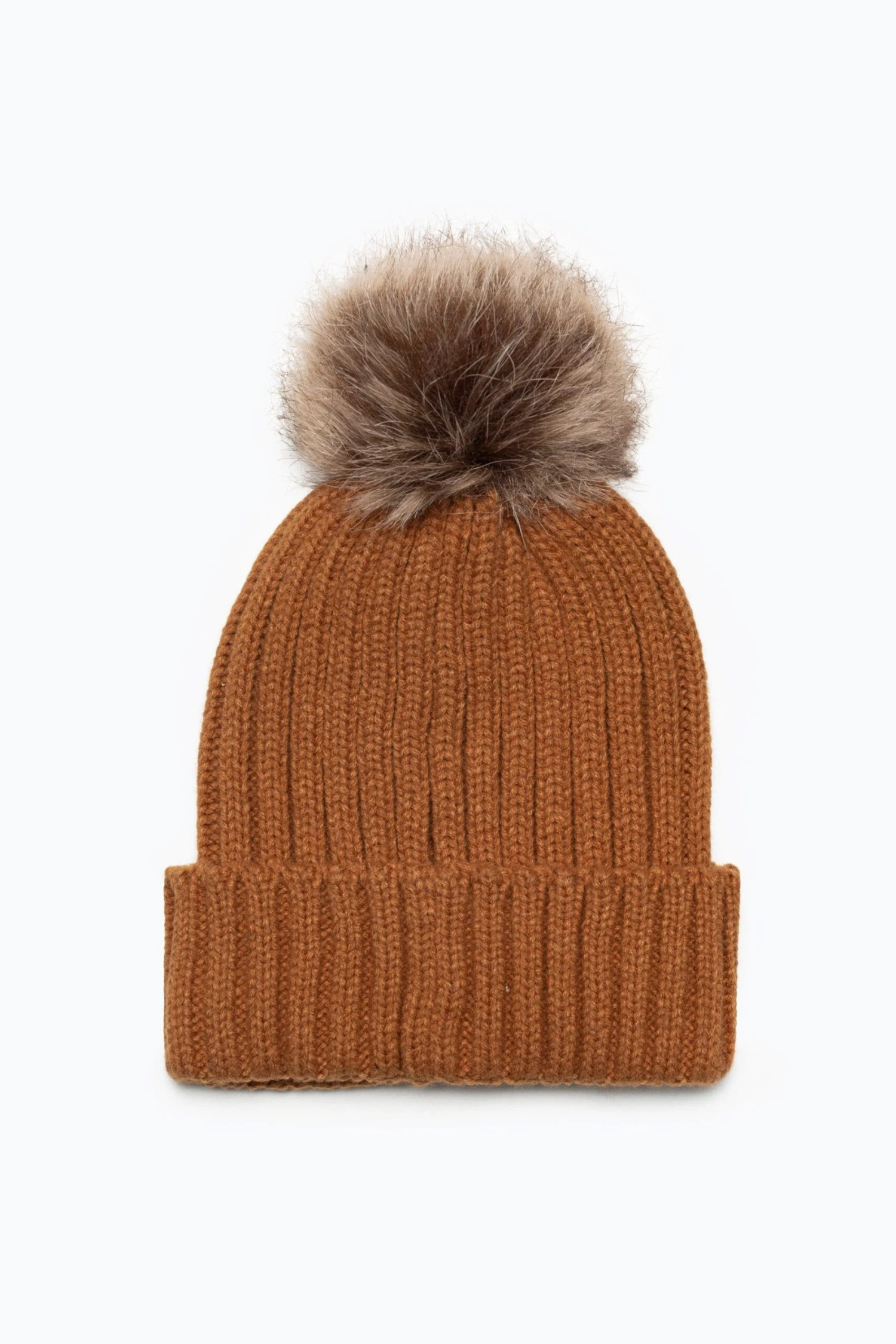 Hype. Unisex Adults Brown Bobble Beanie 3 Hype. Unisex Adults Brown Bobble Beanie