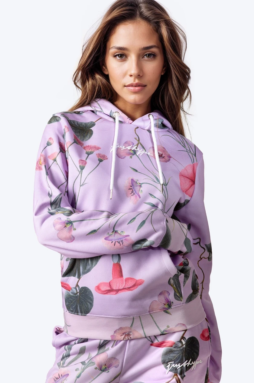 HYPE WOMENS LILAC WHISPER FLORAL SCRIBBLE PULLOVER HOODIE 3 HYPE WOMENS LILAC WHISPER FLORAL SCRIBBLE PULLOVER HOODIE
