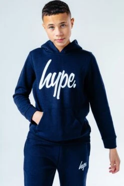 HYPE NAVY SCRIPT KIDS TRACKSUIT -Hype HPKTC1detailboy