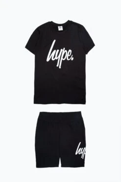 HYPE BLACK GIRLS T-SHIRT & CYCLE SHORTS SET -Hype HYPCYCLESHORTSET002