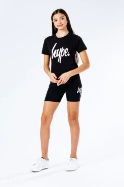 HYPE BLACK GIRLS T-SHIRT & CYCLE SHORTS SET -Hype HYPCYCLESHORTSET002fullfront
