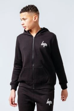 HYPE BLACK ZIP THROUGH HOODIE BOYS TRACKSUIT SET -Hype HYPTSS 002 MAIN