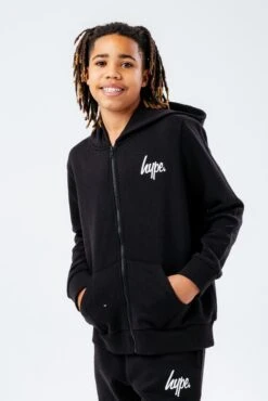 HYPE BLACK ZIP THROUGH HOODIE BOYS TRACKSUIT SET -Hype HYPTSS 002front