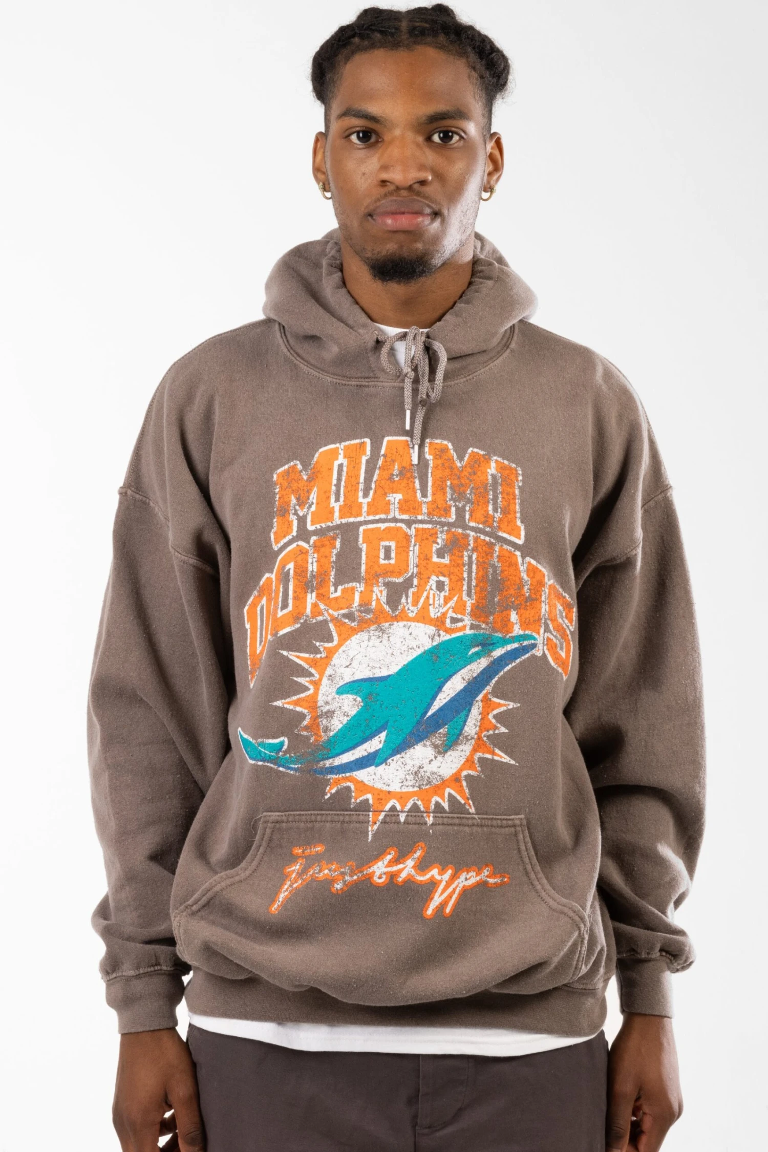 NFL X HYPE ADULTS BROWN MIAMI DOLPHINS HOODIE 4 NFL X HYPE ADULTS BROWN MIAMI DOLPHINS HOODIE - Image 2