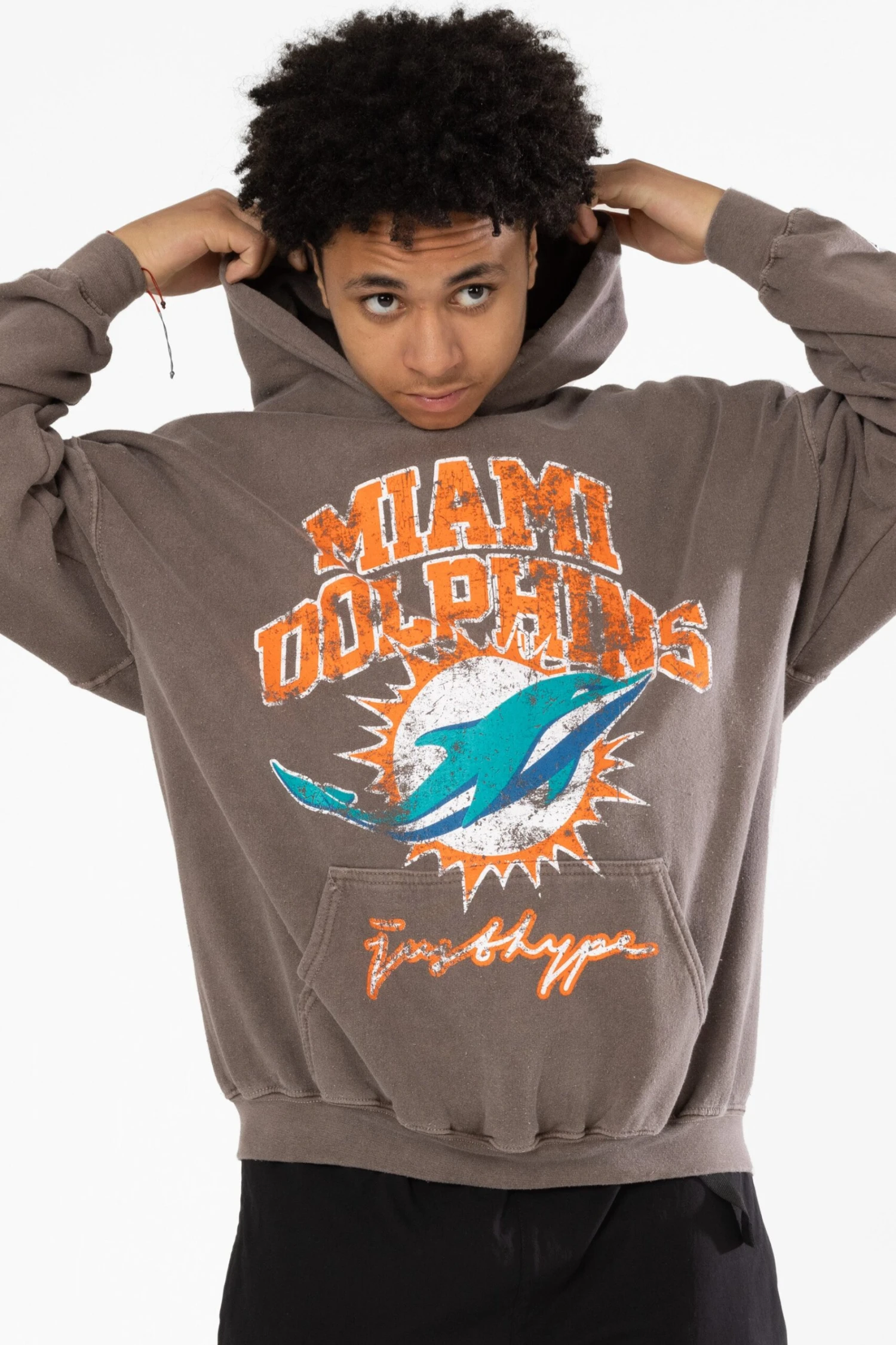 NFL X HYPE KIDS BROWN MIAMI DOLPHINS HOODIE 3 NFL X HYPE KIDS BROWN MIAMI DOLPHINS HOODIE