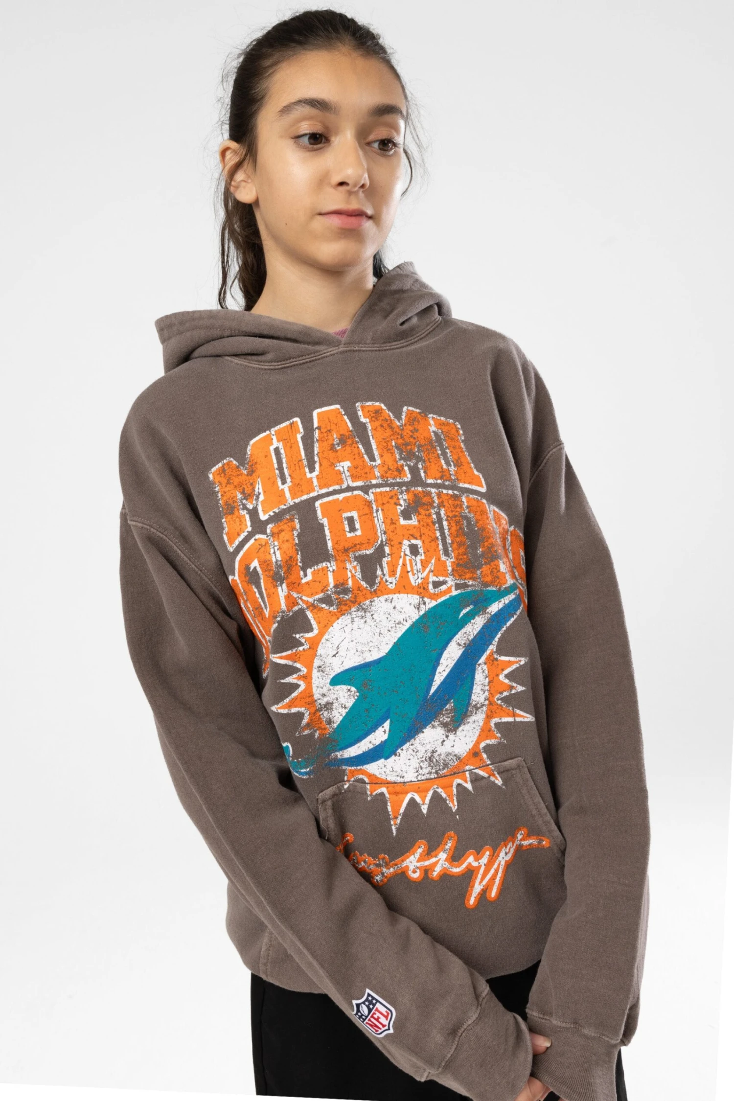 NFL X HYPE KIDS BROWN MIAMI DOLPHINS HOODIE 4 NFL X HYPE KIDS BROWN MIAMI DOLPHINS HOODIE - Image 2