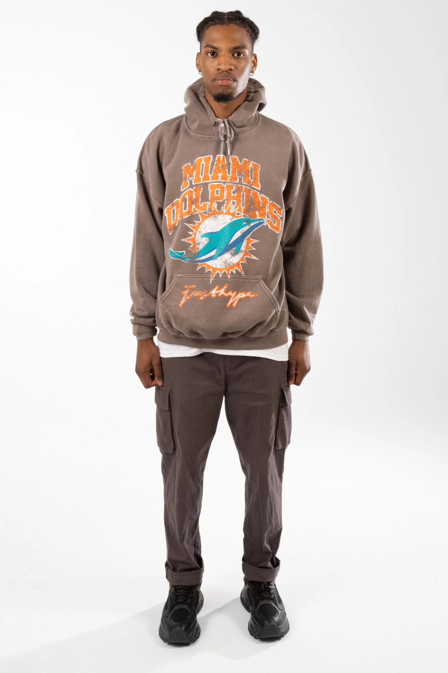 NFL X HYPE ADULTS BROWN MIAMI DOLPHINS HOODIE 9 NFL X HYPE ADULTS BROWN MIAMI DOLPHINS HOODIE - Image 7