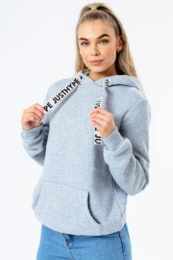 HYPE GREY DRAWCORD WOMEN'S PULLOVER HOODIE -Hype NXWH 020