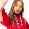 HYPE RED DRAWCORD WOMEN'S PULLOVER HOODIE