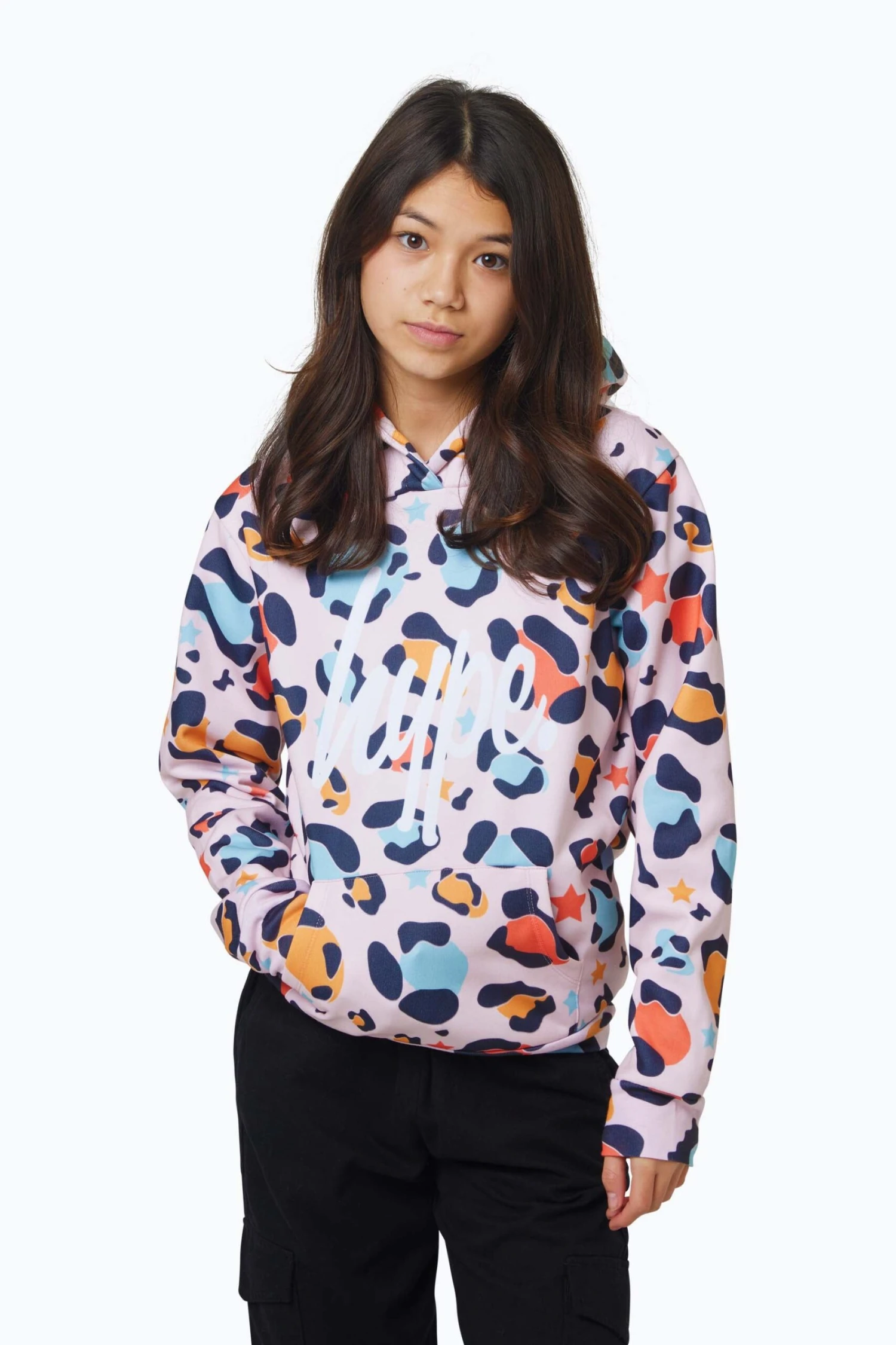 HYPE GIRLS MULTI STAR LEOPARD HOODIE 3 HYPE GIRLS MULTI STAR LEOPARD HOODIE