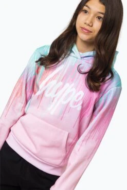HYPE GIRLS MULTI MINT PINK DRIPS HOODIE -Hype RTLR 010 3