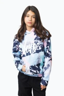 HYPE GIRLS MULTI PASTEL ABSTRACT HOODIE