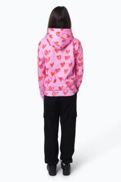 HYPE GIRLS MULTI SCRIBBLE HEARTS PINK HOODIE -Hype RTLR 023 2