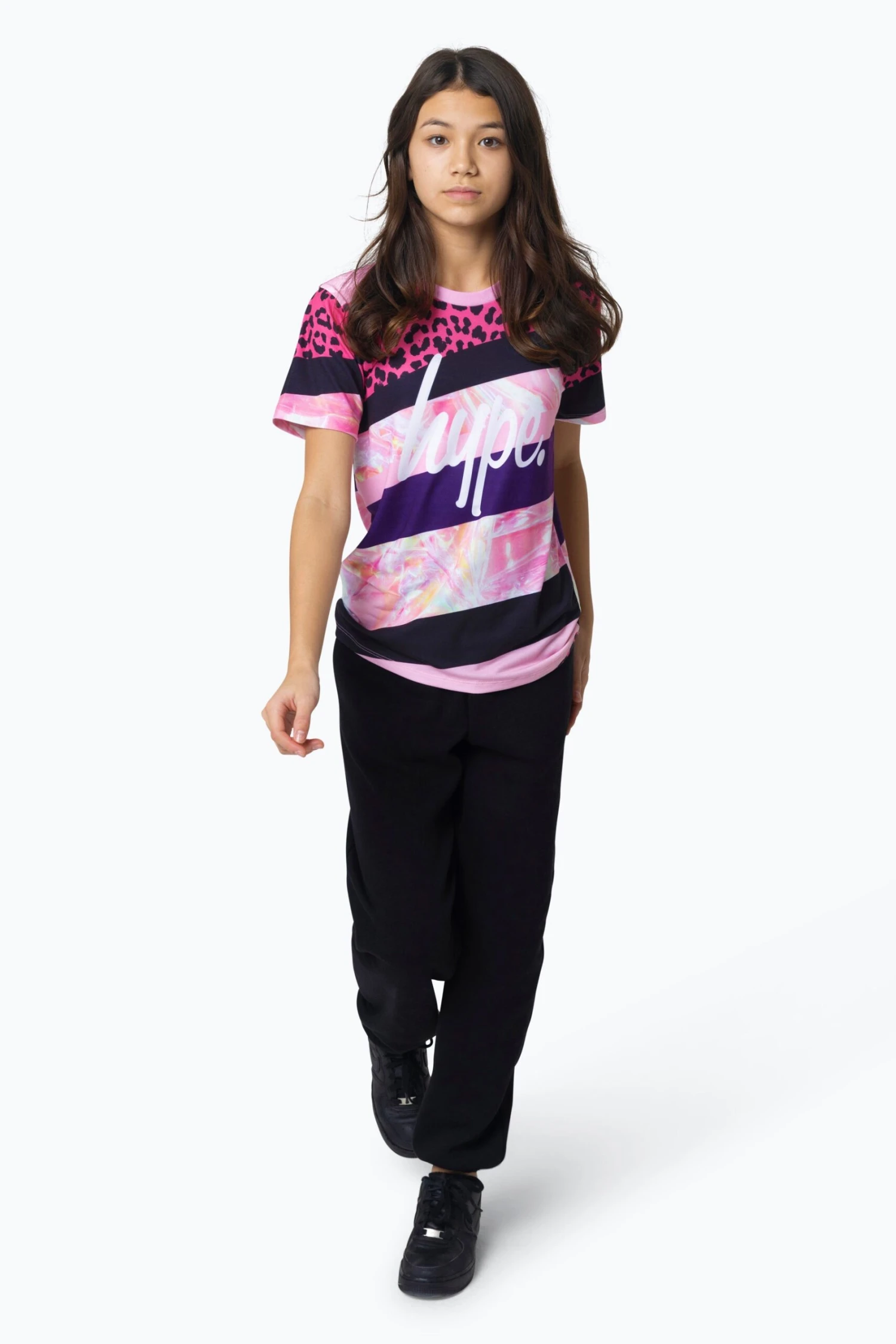 HYPE GIRLS MULTI DARK PINK STRIPE T-SHIRT 4 HYPE GIRLS MULTI DARK PINK STRIPE T-SHIRT - Image 2