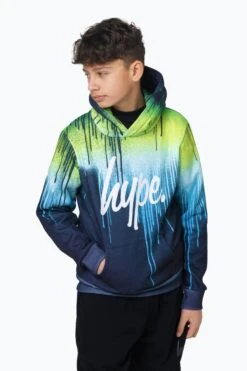 HYPE BOYS MULTI GREEN BLUE DRIPS HOODIE