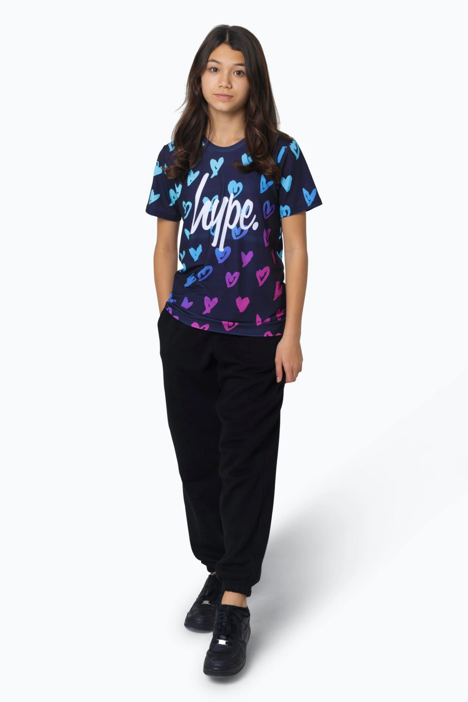 HYPE GIRLS MULTI SCRIBBLE HEARTS T-SHIRT 4 HYPE GIRLS MULTI SCRIBBLE HEARTS T-SHIRT - Image 2