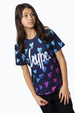 HYPE GIRLS MULTI SCRIBBLE HEARTS T-SHIRT 9 HYPE GIRLS MULTI SCRIBBLE HEARTS T-SHIRT -Hype RTLR 074 3