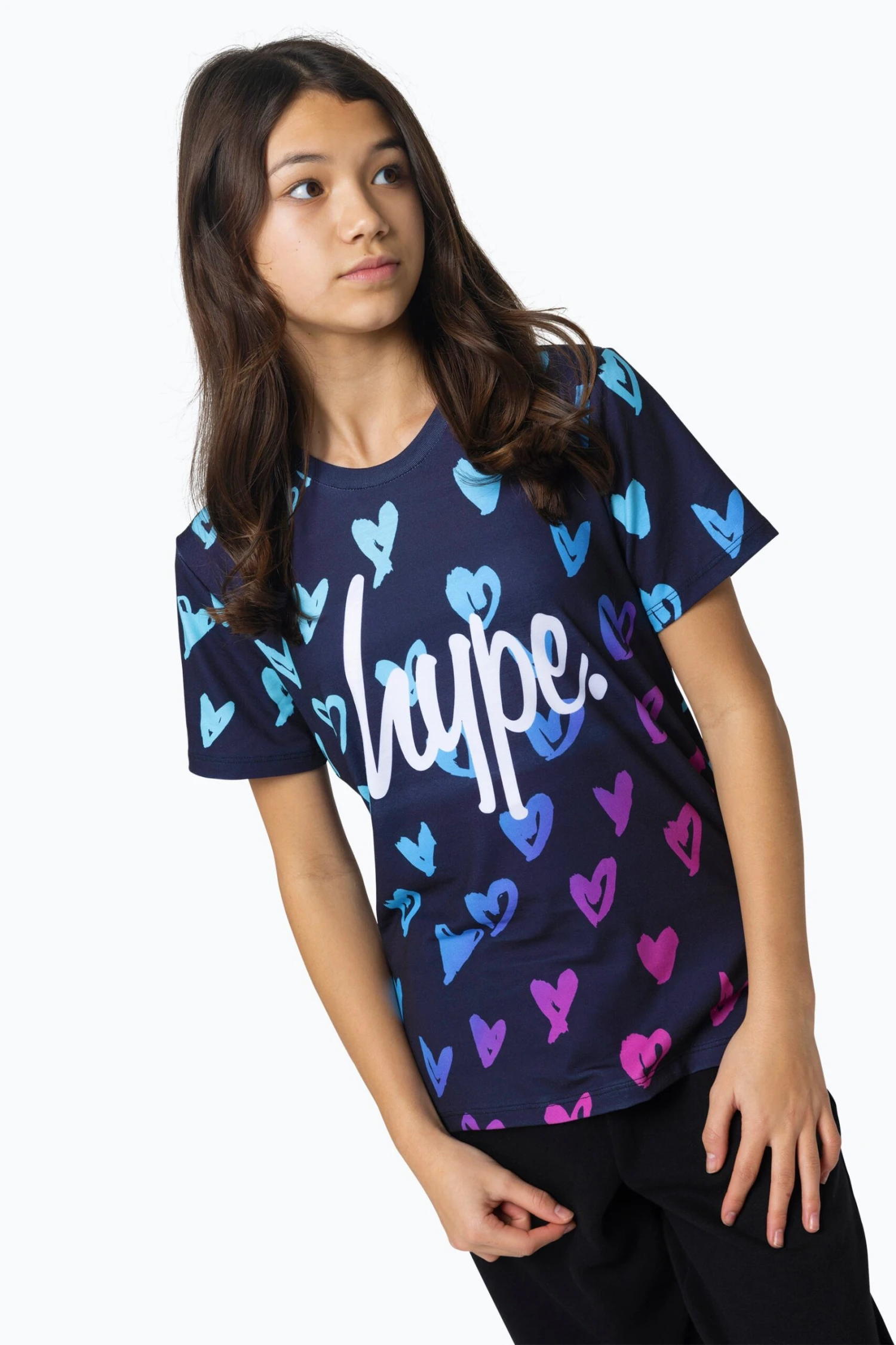 HYPE GIRLS MULTI SCRIBBLE HEARTS T-SHIRT 6 HYPE GIRLS MULTI SCRIBBLE HEARTS T-SHIRT - Image 4
