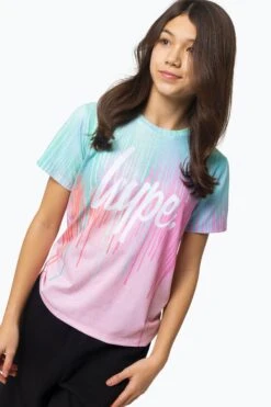 HYPE GIRLS MULTI MINT PINK DRIPS T-SHIRT -Hype RTLR 097 3