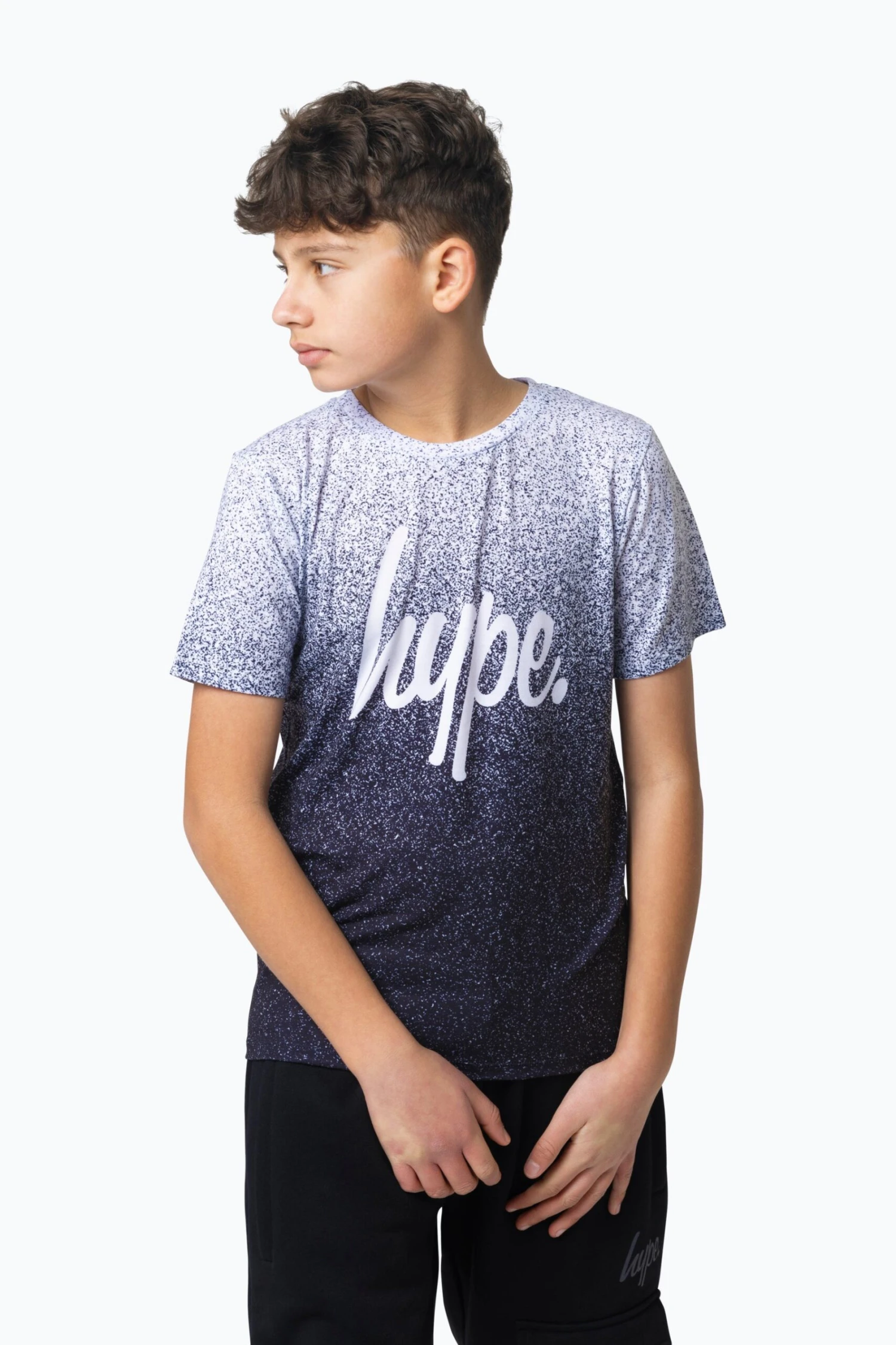 HYPE BOYS MULTI BLACK SPECKLE FADE T-SHIRT 3 HYPE BOYS MULTI BLACK SPECKLE FADE T-SHIRT