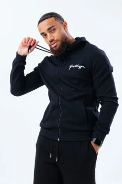 HYPE MENS BLACK SCRIBBLE ZIP HOODIE