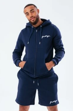 HYPE MENS NAVY SCRIBBLE ZIP HOODIE
