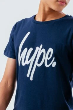 HYPE KIDS UNISEX NAVY SCRIPT T-SHIRT -Hype SVBS 031 DETAIL