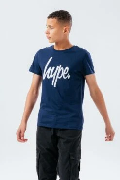 HYPE KIDS UNISEX NAVY SCRIPT T-SHIRT