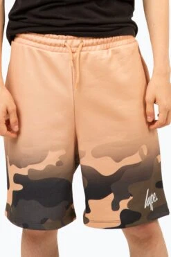 HYPE BOYS BEIGE SAND CAMO SCRIPT SHORTS