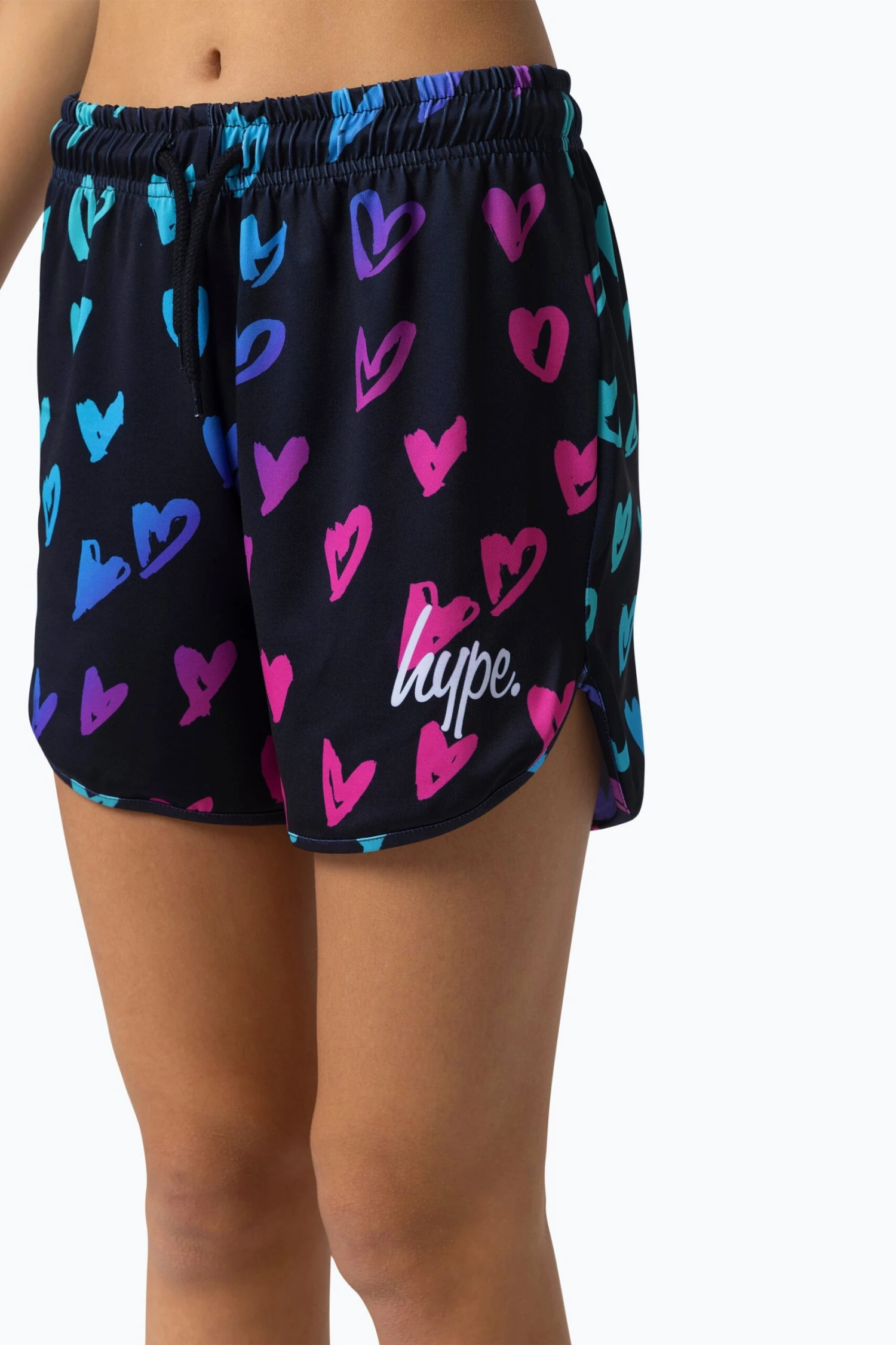 HYPE GIRLS SCRIBBLE HEART PINK SCRIPT SHORTS 3 HYPE GIRLS SCRIBBLE HEART PINK SCRIPT SHORTS